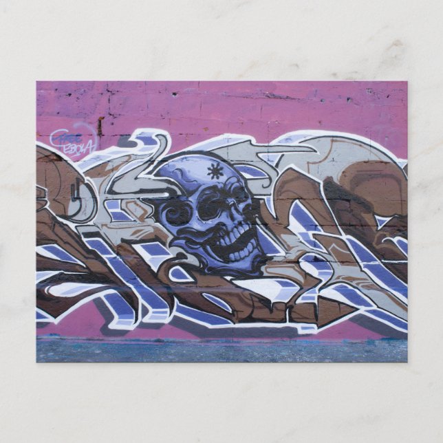 Carte Postale Graffiti à tête bleue (Devant)