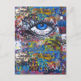 Carte Postale Graffiti bleu oeil diabolique