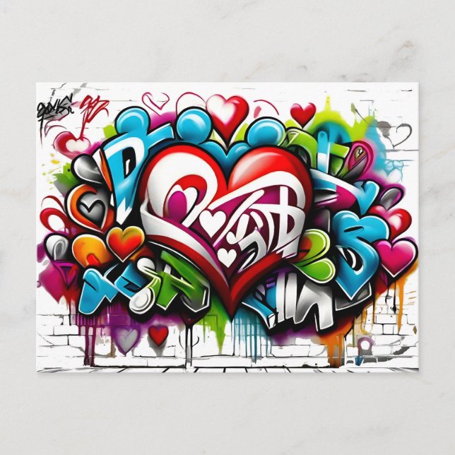 Carte Postale Graffiti Hearts # 1 (Devant)