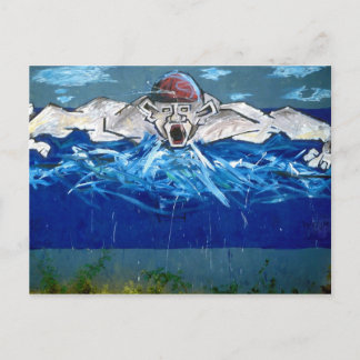 Carte Postale Graffiti : le nageur -