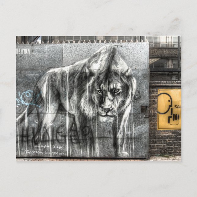 Carte Postale Graffiti Lion, Shoreditch Londres (Devant)