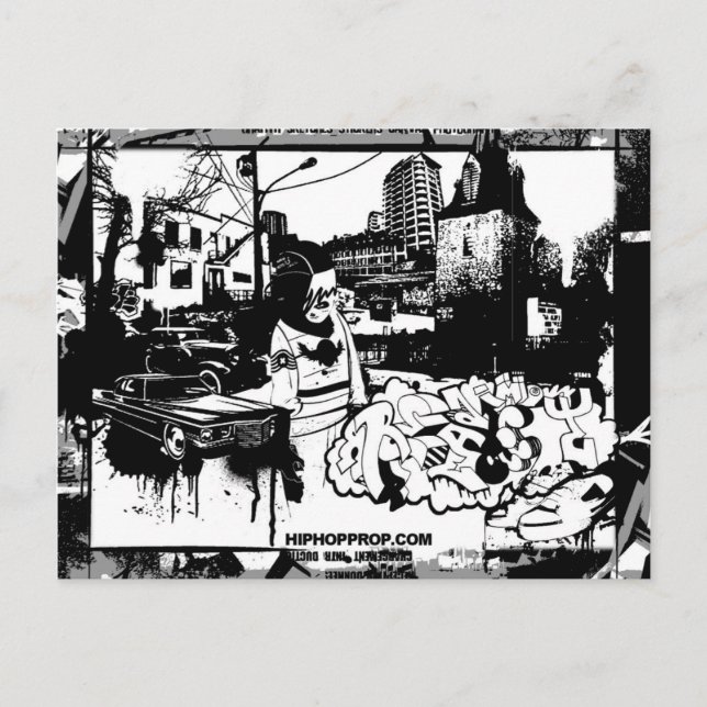 Carte postale Graffiti noir et blanc (Devant)