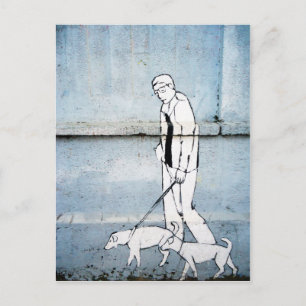 Carte Postale graffiti pour chien marchant rue branimirova, croa