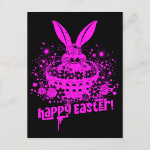 Carte Postale Graffiti rose Bunny de Pâques