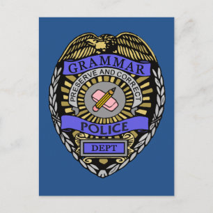 Carte Postale Grammaire Police Dept Badge Pencil Effaser