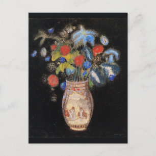 Carte Postale Grand Bouquet sur un Arrière - plan noir, Redon,