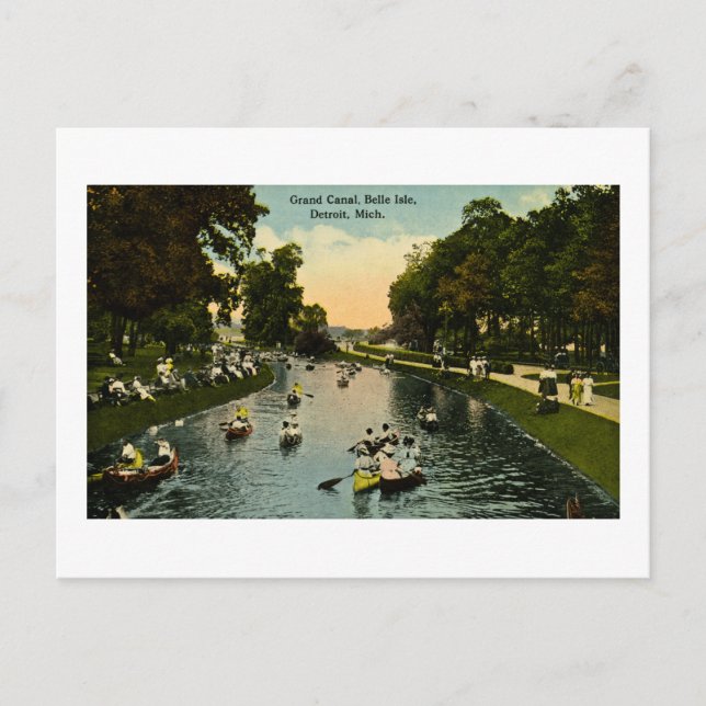 Carte Postale Grand Canal Belle Isle, Detroit, Michigan (Devant)