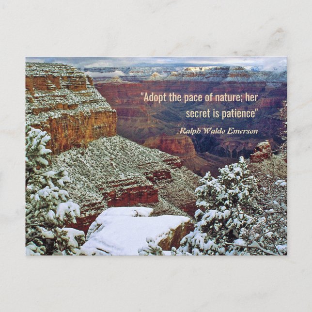 Carte Postale Grand Canyon en hiver avec la citation Emerson (Devant)