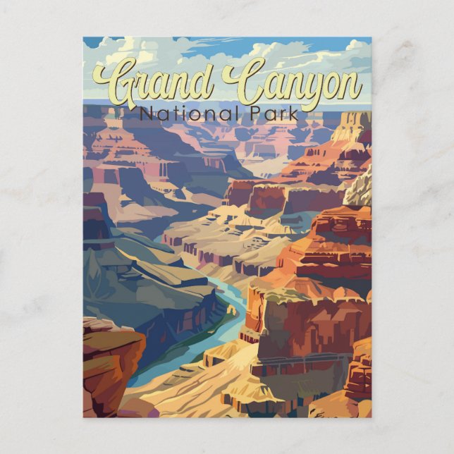 Carte Postale Grand Canyon National Park Illustration Travel Art (Devant)