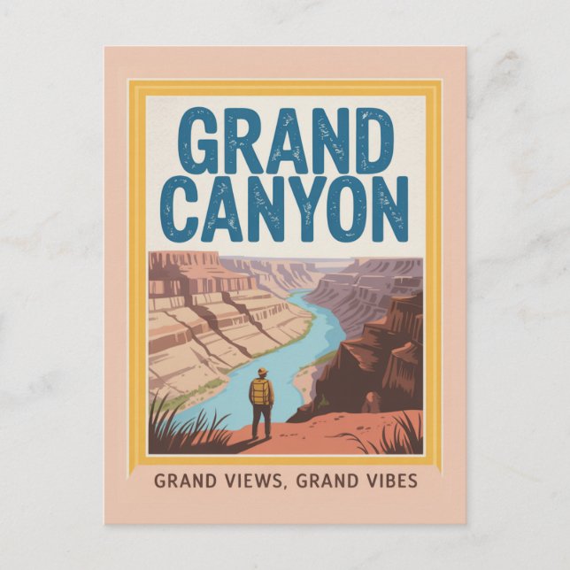 Carte Postale Grand Canyon USA Retro National Park Hiker (Devant)