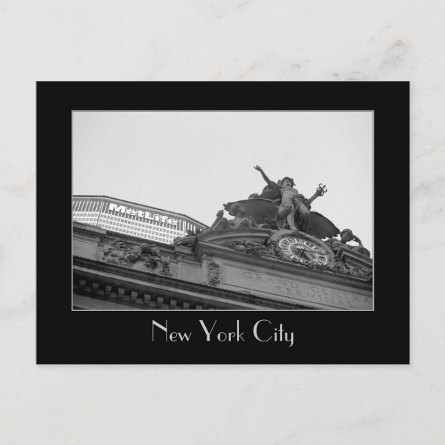 Carte Postale Grand Central Station & Met Life Building B&W (Devant)
