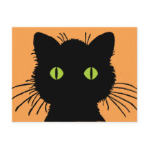 Grand chat noir aux yeux verts avec yeux bulles