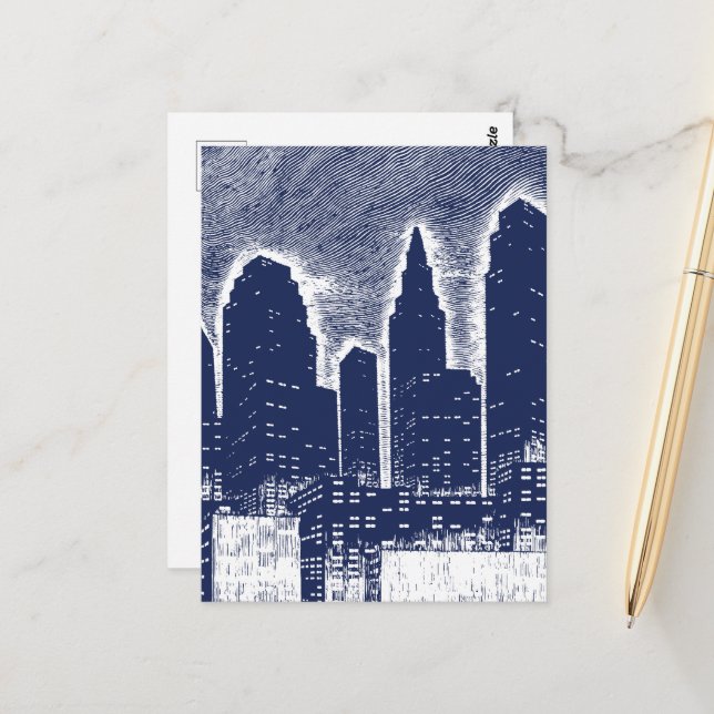 Carte Postale Grand City Night Lights cityscape skyline (Devant/Arrière en situation)