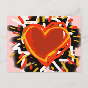 Carte Postale grand coeur rouge, amour