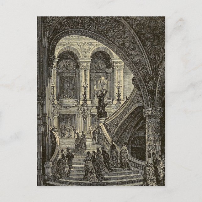 Carte Postale Grand escalier Opéra de Paris 1877 (Devant)
