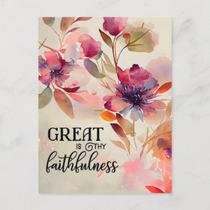 Carte Postale Grand est ta fidélité Christian Hymn Floral