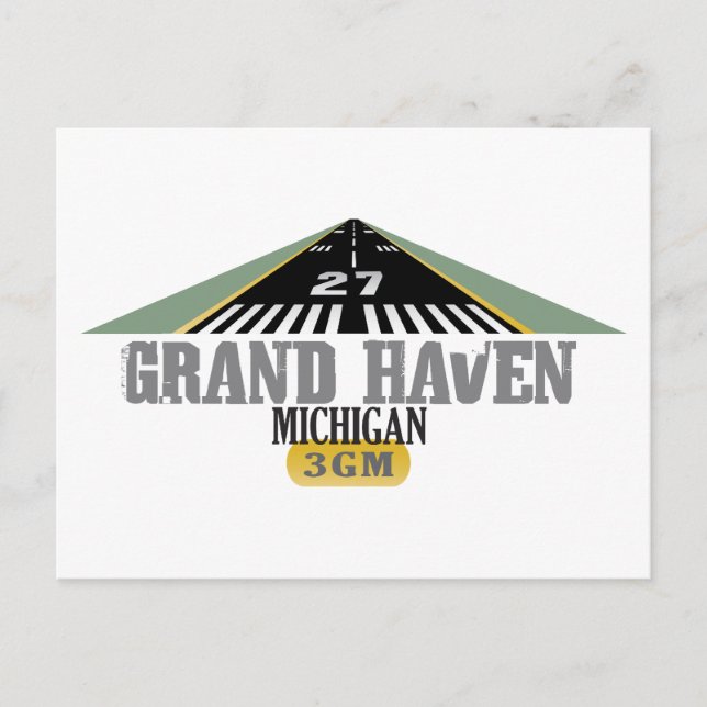 Carte Postale Grand Haven MI - piste d'aéroport (Devant)