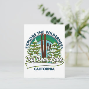 Carte Postale Grand lac Big Bear Californie logo ski
