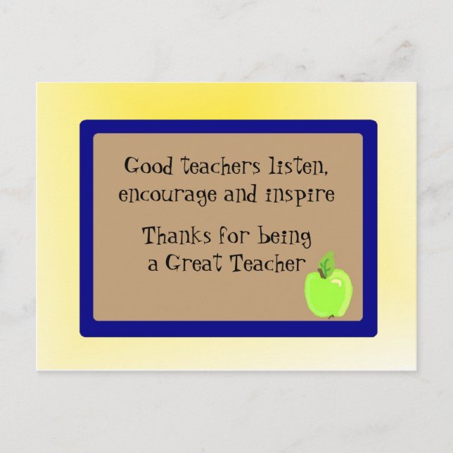 Carte Postale Grand Merci enseignant (Devant)