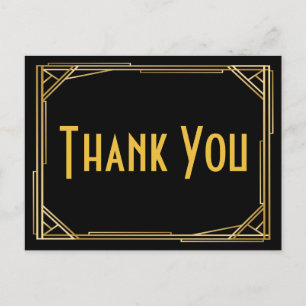 Carte Postale Grand Merci Gatsby Black Gold Art Déco Mariage
