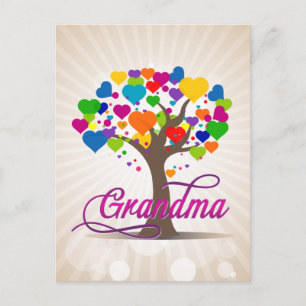 Carte Postale Grand-mère Arbre des Coeurs de vie