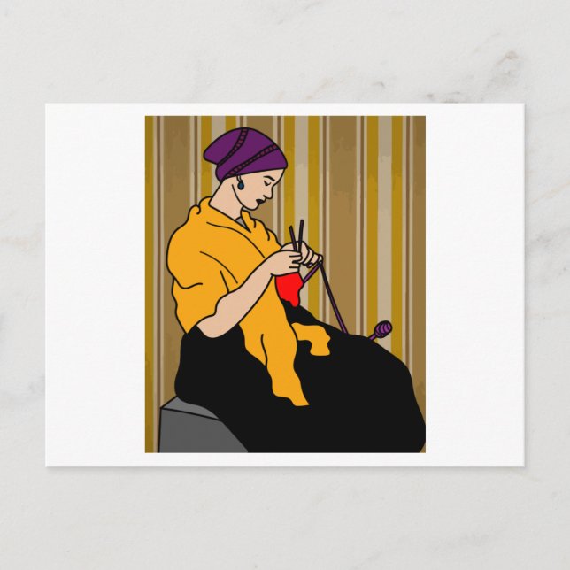 Carte Postale Grand-Mère Au Crochet Du Hobby Du Tricot (Devant)