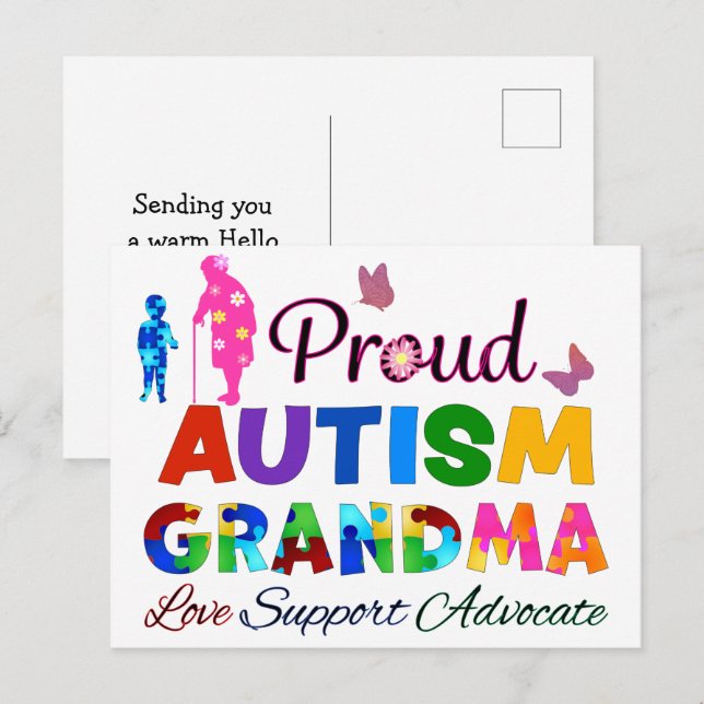 Carte Postale Grand-mère de l'autisme fier (Devant / Derrière)