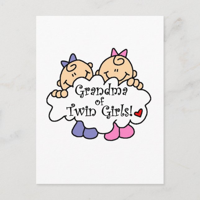 Carte Postale Grand-mère de Twin Girls Tshirts et cadeaux (Devant)