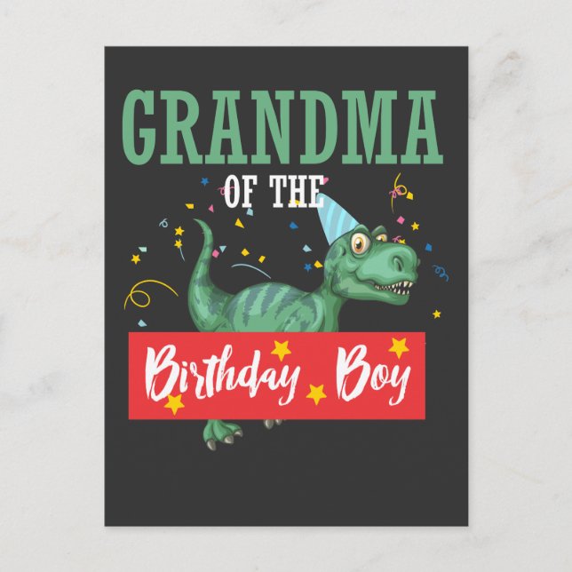 Carte Postale Grand-mère dinosaure grand-mère anniversaire garço (Devant)