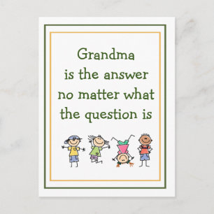 Carte Postale Grand-mère est la réponse Fun Kids Citation