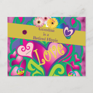 Carte Postale Grand-mère est une hippie retraitée, mignonne et c