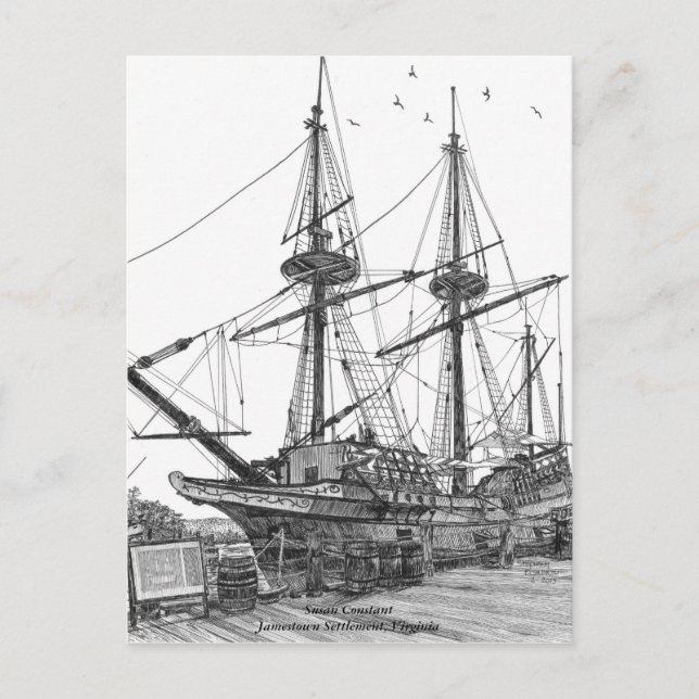 Carte Postale Grand navire Susan Constant (Devant)