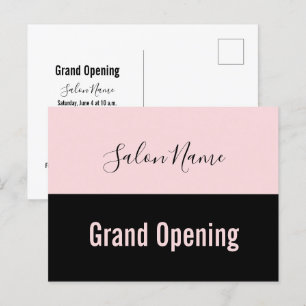 Carte Postale Grand Ouverture Pale Rose noir Script Salon de bea