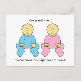 Carte Postale Grand-parents à jumeaux Félicitations