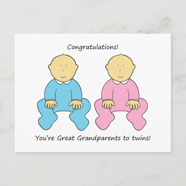 Carte Postale Grand-parents à jumeaux Félicitations (Devant)