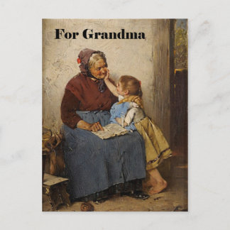 Carte Postale Grand-Parrain's Day Grandma Grandgirl Peinture
