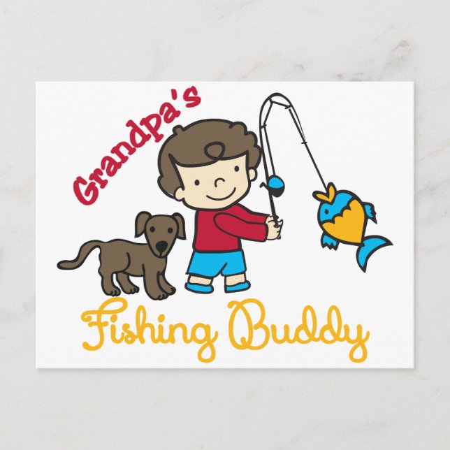 Carte Postale Grand-pas Buddy de pêche (Devant)
