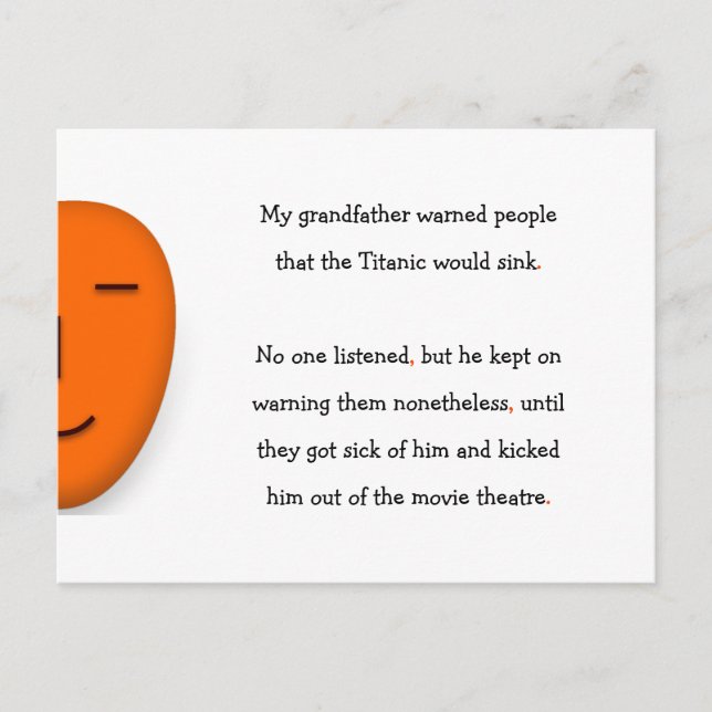 Carte Postale Grand-père Avertit Titanic Sink Drôle Humour Plais (Devant)