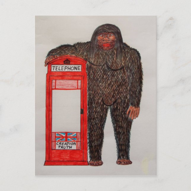 Carte Postale grand pied avec boîte de phonie, (Devant)