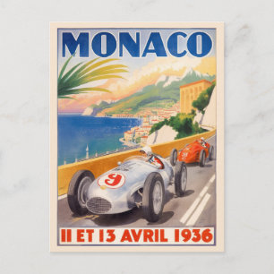 Carte Postale Grand Prix de Monaco 1936 Vintage