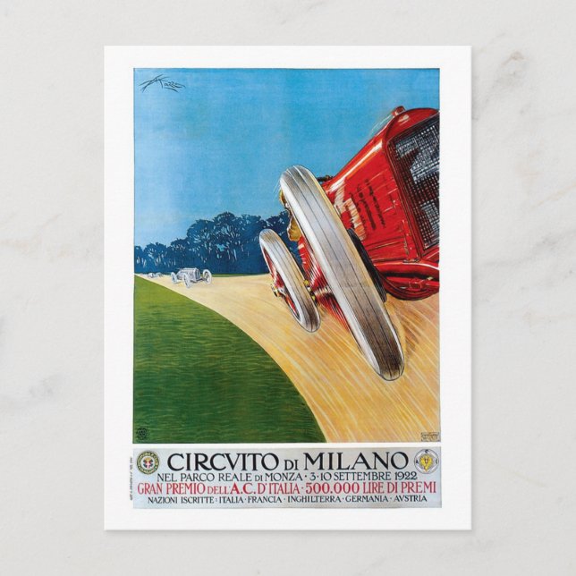 Carte Postale Grand Prix des voitures de course italiennes vinta (Devant)