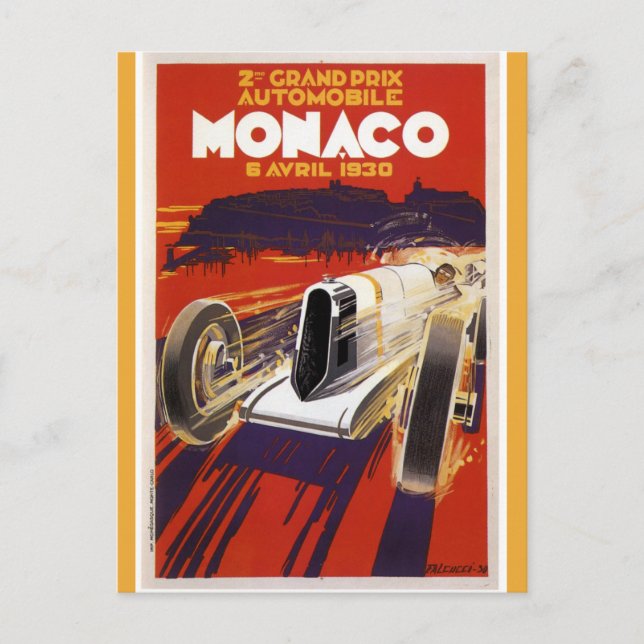 Carte Postale Grand Prix Vintage de Monaco (Devant)
