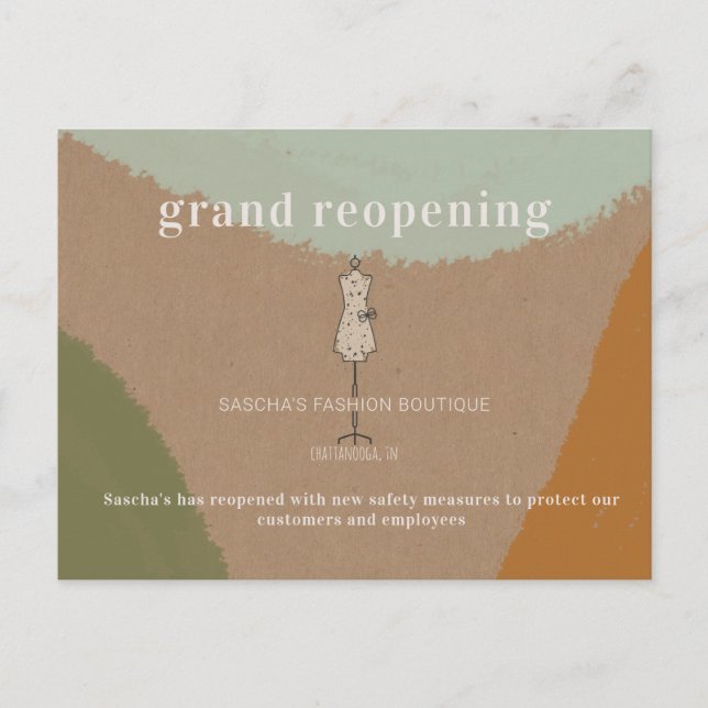 Carte Postale Grand réouverture Mode Vêtements Boutique (Devant)