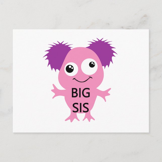 Carte Postale Grand Soeur Rose Monster (Devant)