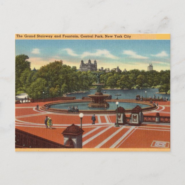 Carte Postale Grand Stairway Fountain Central Park NYC, New York (Devant)
