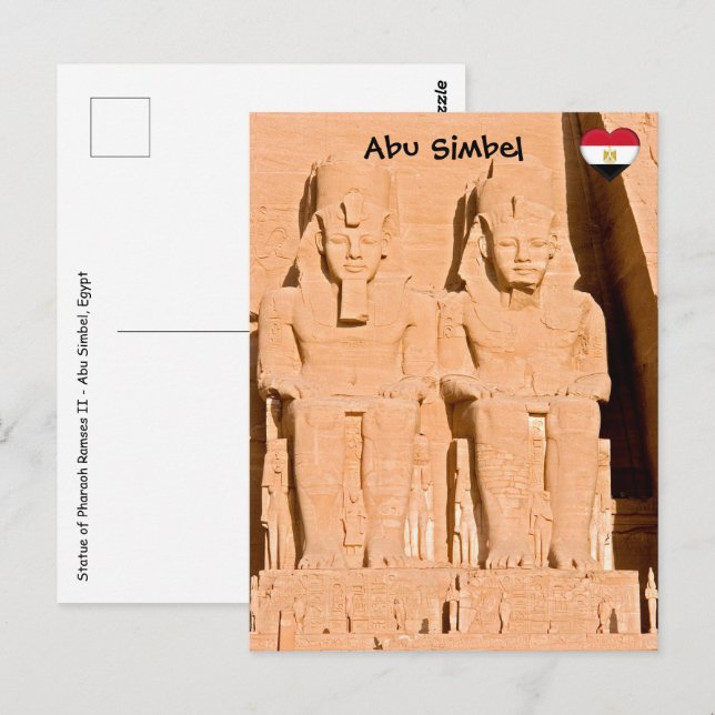 Carte Postale Grand Temple d'Abou Simbel - Ramses II - Egypte (Devant / Derrière)