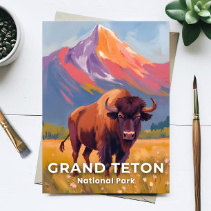 Carte Postale Grand Teton National Park Bison Art de Voyage