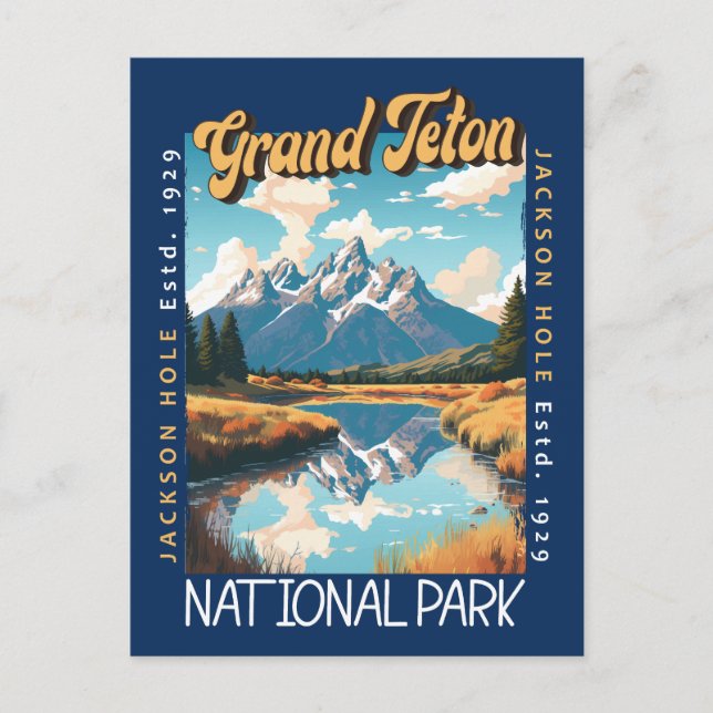 Carte Postale Grand Teton National Park Jackson Hole en détresse (Devant)