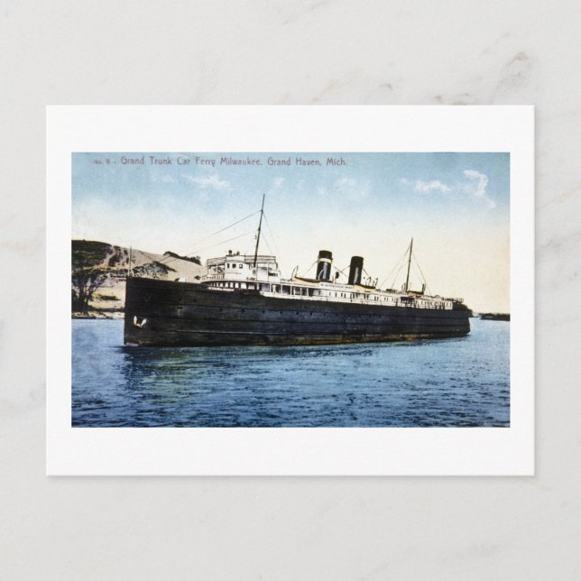 Carte Postale Grand Trunk Car Ferry Milwaukee, Grand Haven, MI (Devant)
