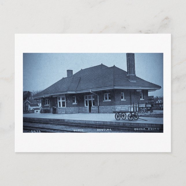 Carte Postale Grand Trunk Depot Pontiac Michigan (Cyan) (Devant)